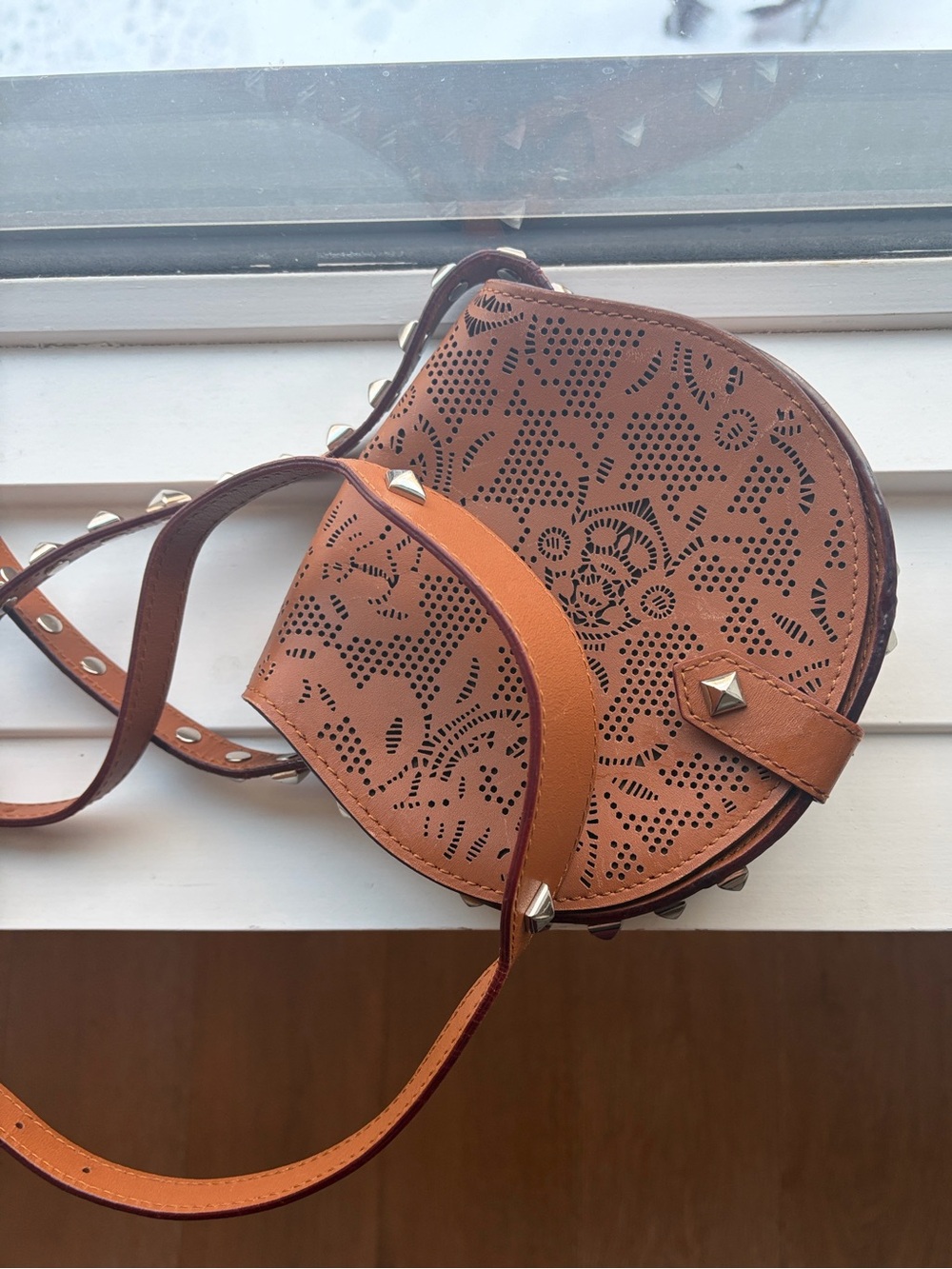Rebecca Minkoff Skylar Laser-Cut Leather Crossbody Bag